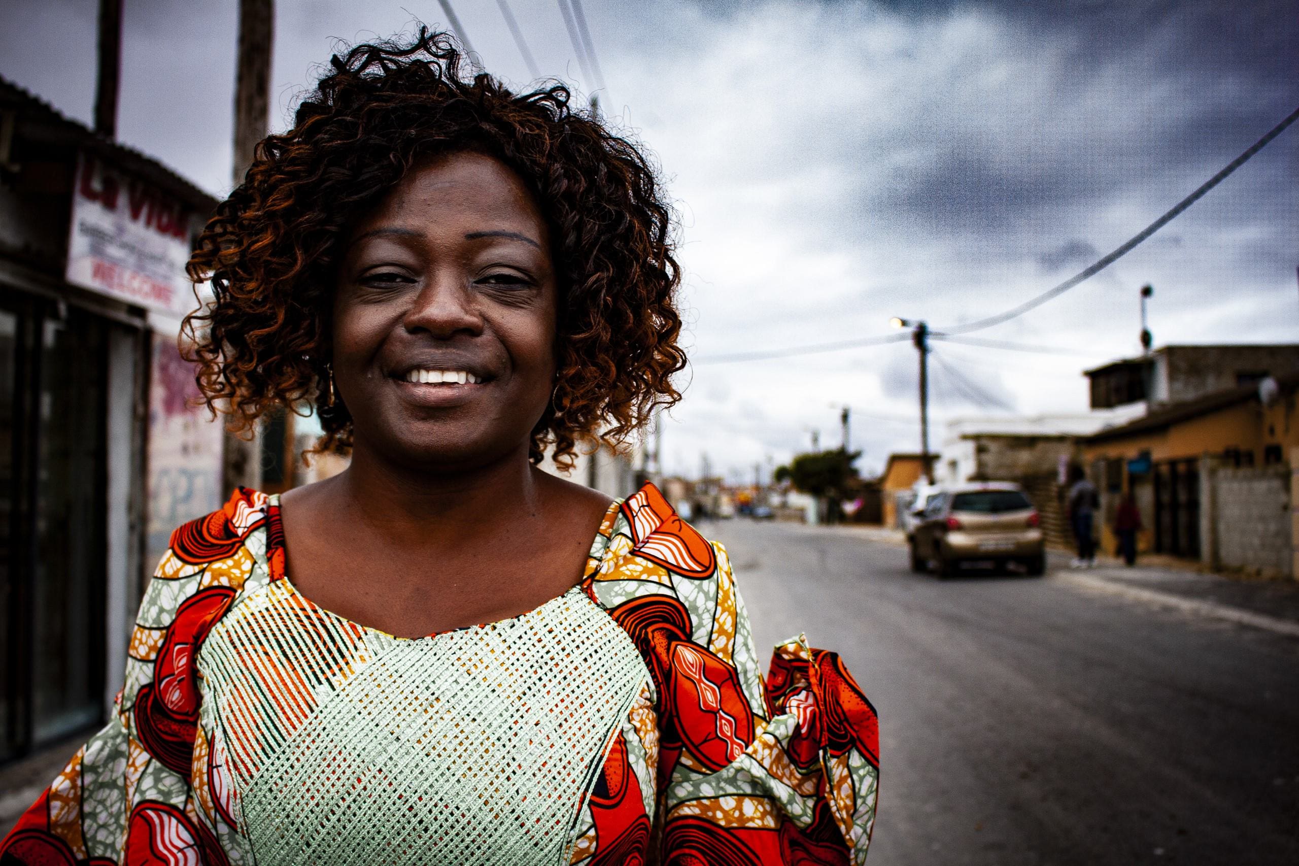 Therese in her neighbourhood, Delft, Cape Town. Suggested Credit Quentin Pichon/ Scalabrini